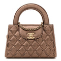 Chanel Metallic Aged Calfskin Quilted Nano Kelly Shopper Light Brown