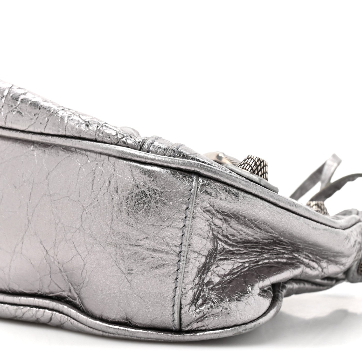 Balenciaga Metallic Agneau Arena Le Cagole Chain Shoulder Bag XS Silver