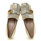Gucci Galassia GG Marmont Fringe 50mm Loafer Pumps 39 Platino
