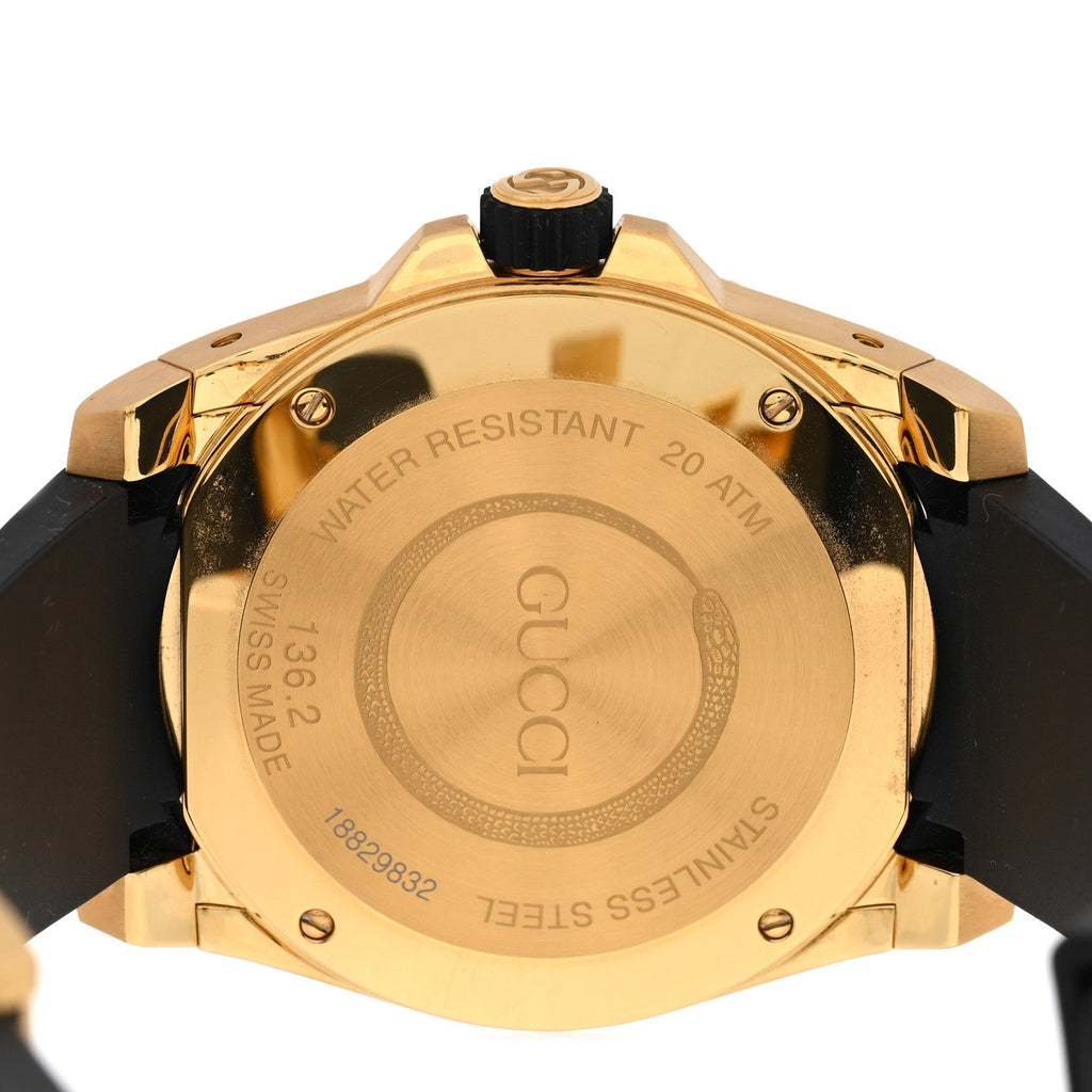 Gucci Stainless Steel Rubber 45mm Dive Snake Quartz Watch Black