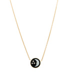 Christian Dior 18K Yellow Gold Diamond Black Onyx Mother of Pearl Rose Celeste Pendant Necklace