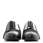 Chanel Calfskin Elastic Lace Up Cap Toe CC Loafers 37 Black