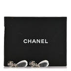 Chanel Ruthenium Crystal CC Drop Earrings Silver