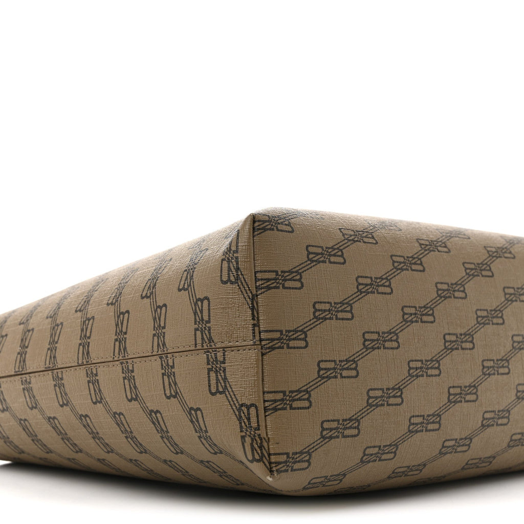Balenciaga Coated Canvas BB Monogram Medium Signature East West Shopper Bag Beige Brown