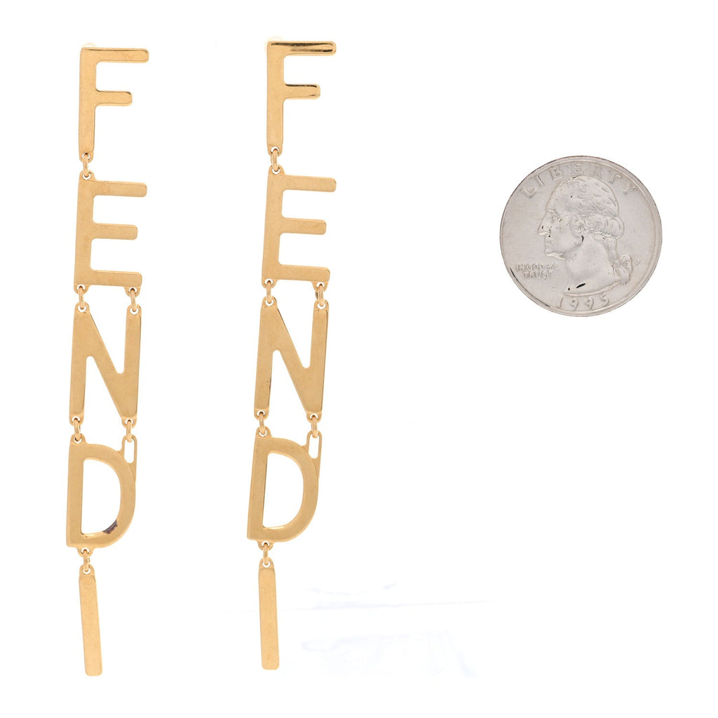 Fendi Metal Signature Earrings Gold