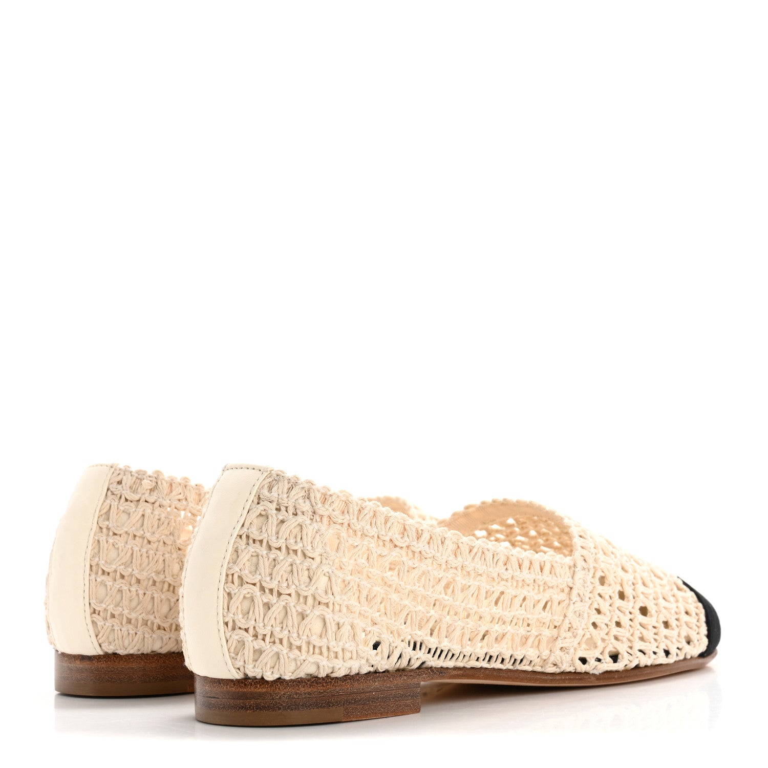 Chanel Knit Grosgrain Cap Toe CC Moccasin Loafers 35.5 Ivory Black