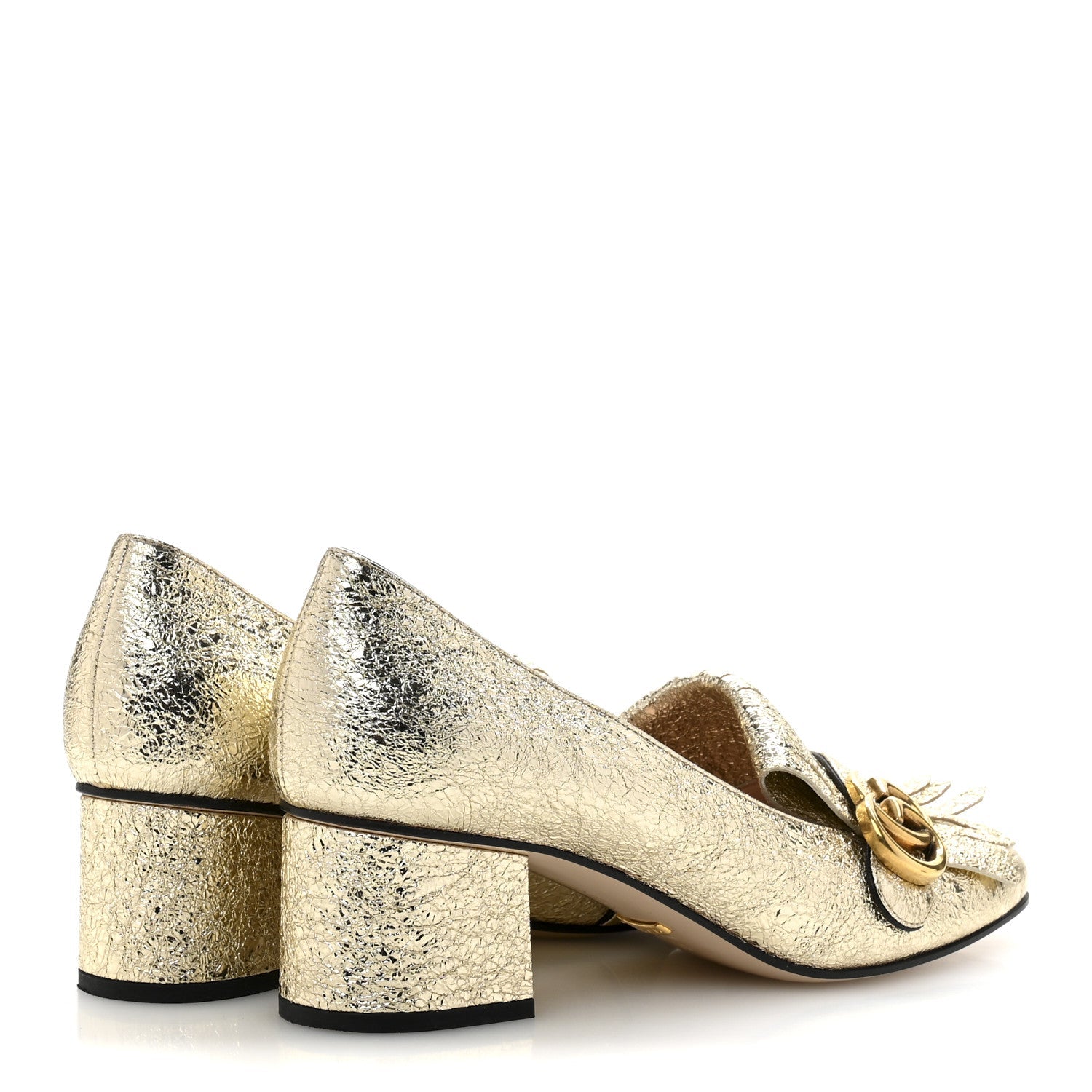 Gucci Galassia GG Marmont Fringe 50mm Loafer Pumps 39 Platino