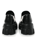 Prada Spazzolato Rois Metal Triangle Logo Monolith 55mm Loafers 39 Black
