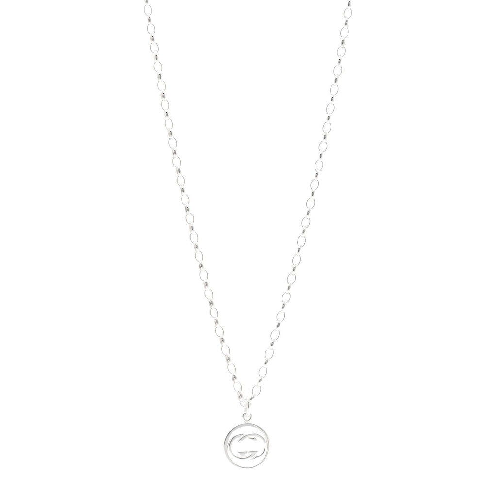 Gucci Sterling Silver Interlocking Circle GG Pendant Necklace