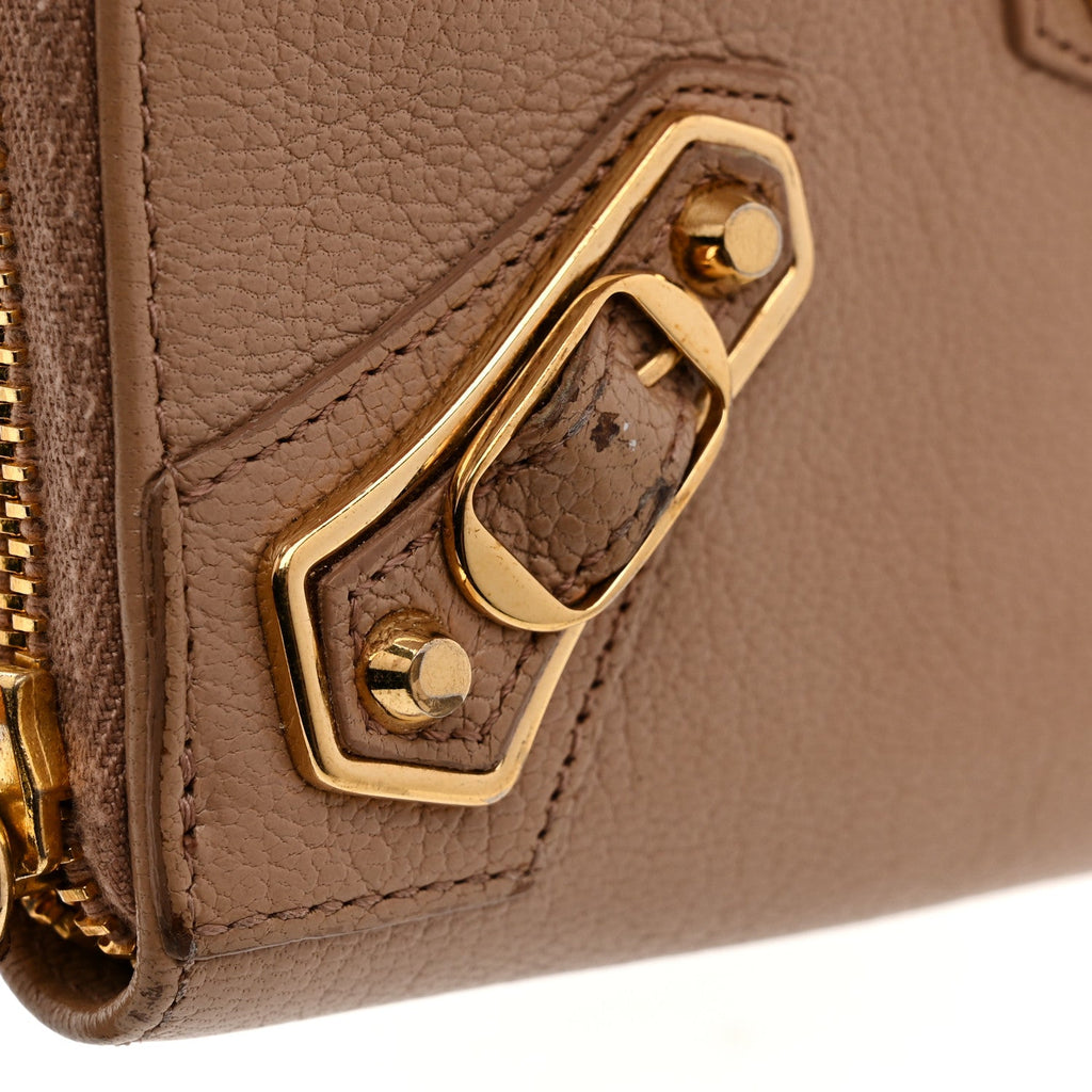 Balenciaga Chevre Gold Metallic Edge Hardware Continental Zip Around Wallet Rose Des Sables