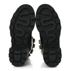 Gucci Calfskin Crystal GG Trip Chelsea Ankle Boots 35.5 Black