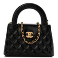 Chanel Shiny Aged Calfskin Quilted Nano Kelly Shopper Black