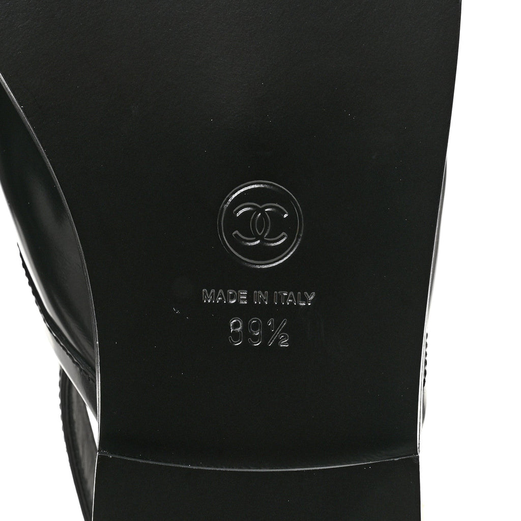 Chanel Shiny Calfskin Slingback Loafers 39.5  Black