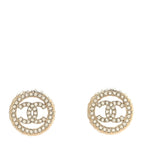 Chanel Crystal CC Round Earrings Gold