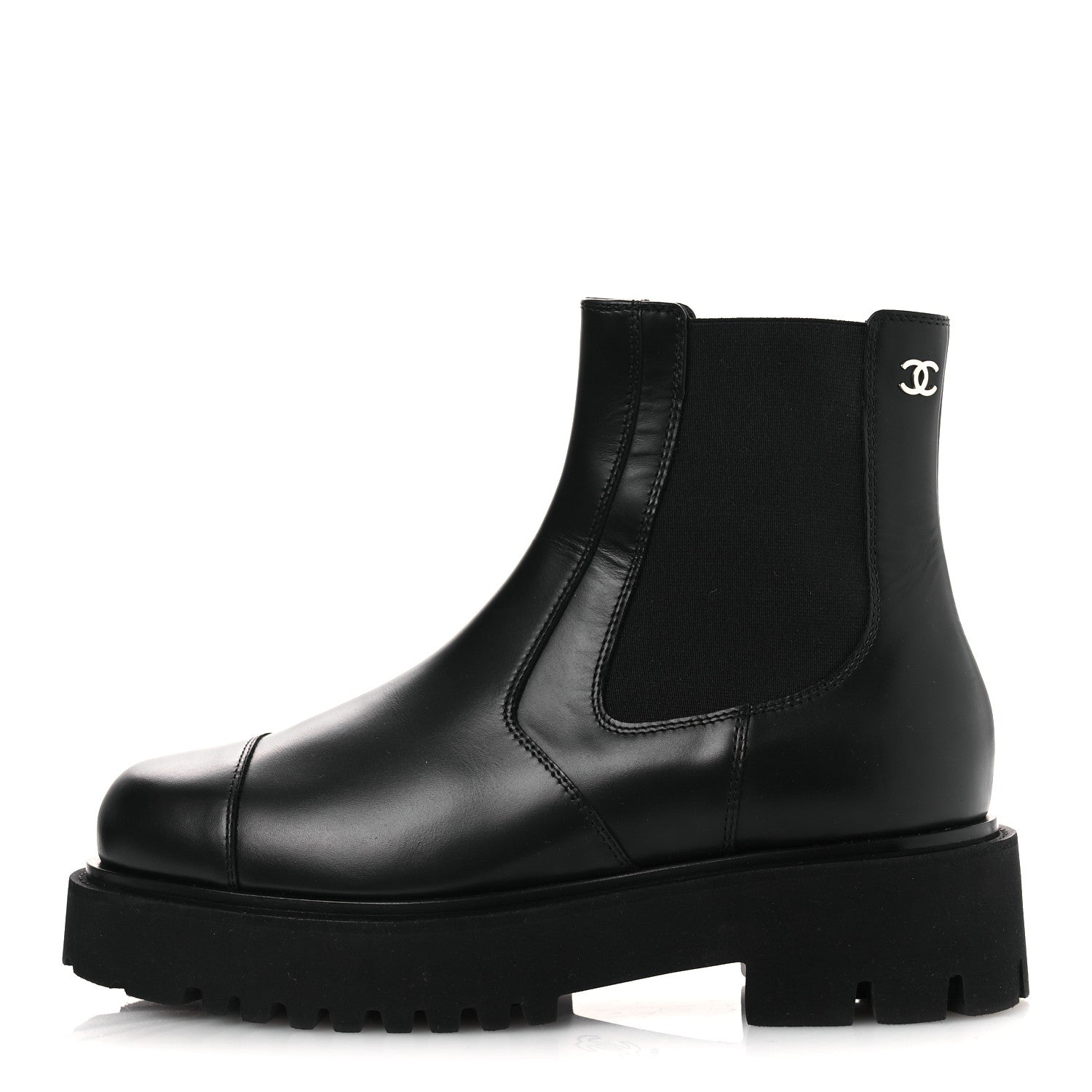 Chanel Calfskin Cap Toe CC Short Boots 41 Black