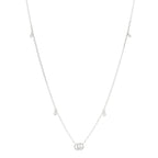 Gucci 18K White Gold Diamond Running GG Pendant Necklace