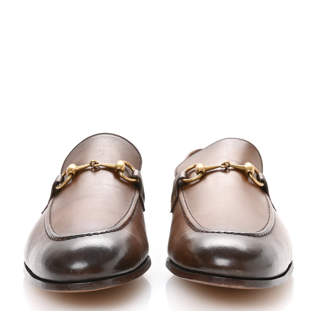 Gucci Betis Glamour Calfskin Horsebit Mens Jordaan Loafers 9 Fondente