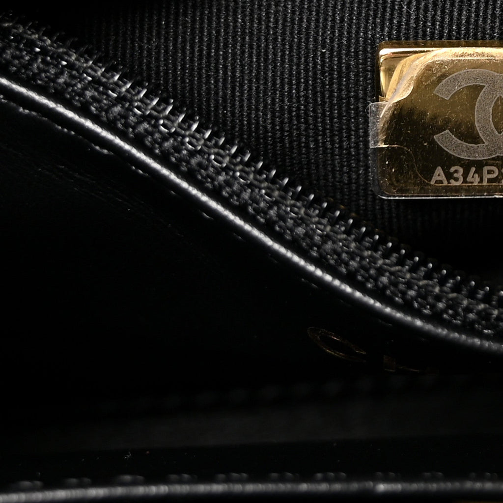 Chanel Tweed Houndstooth Quilted Nano Kelly Shopper Black White