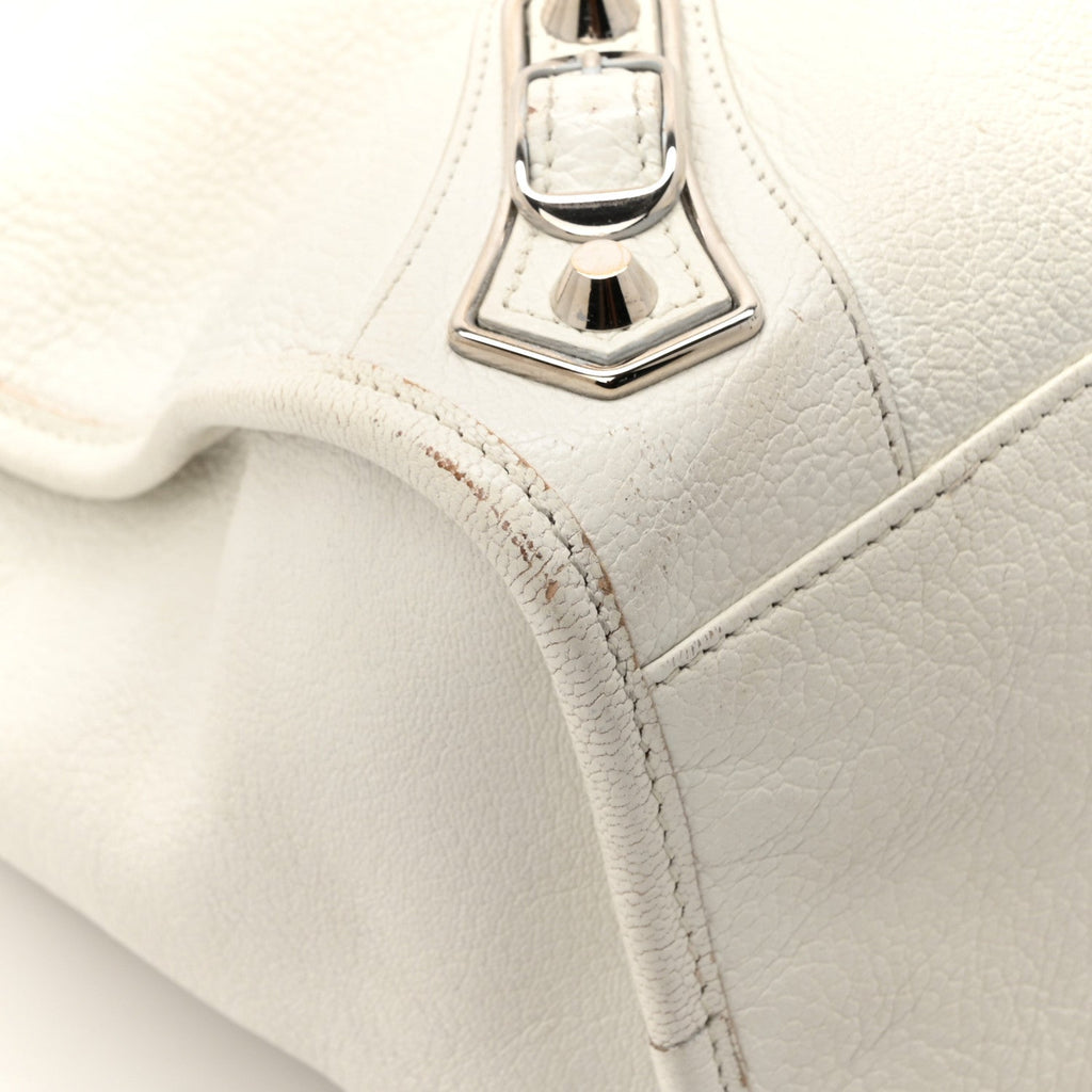 Balenciaga Chevre Silver Metallic Edge Hardware City White