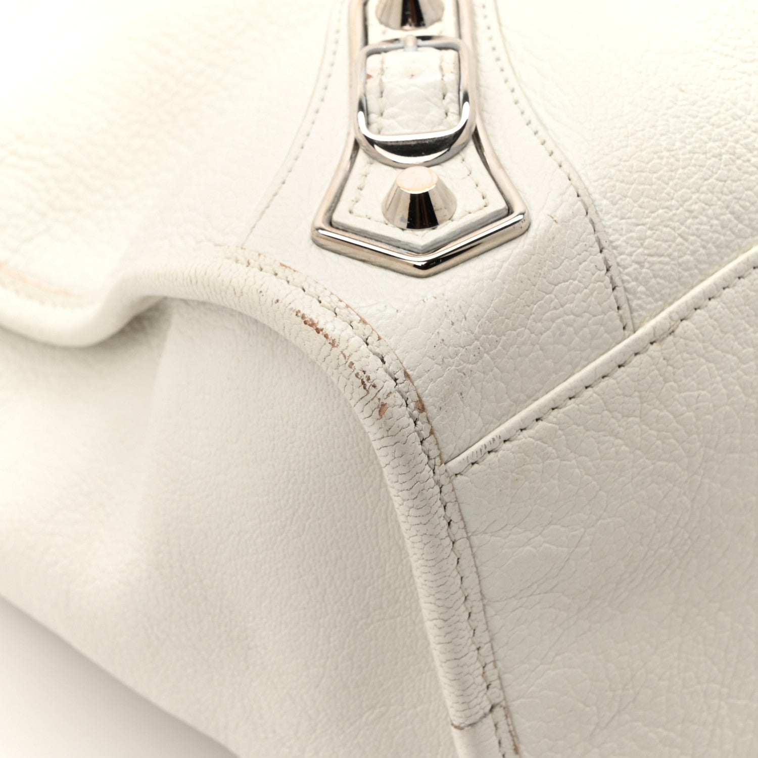 Balenciaga Chevre Silver Metallic Edge Hardware City White