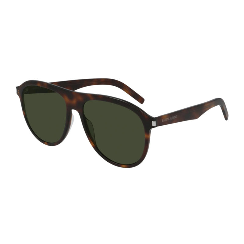 Saint Laurent Sunglasses Aviator Full Rim, Havana Frame and Green Lens SL432SLIM002