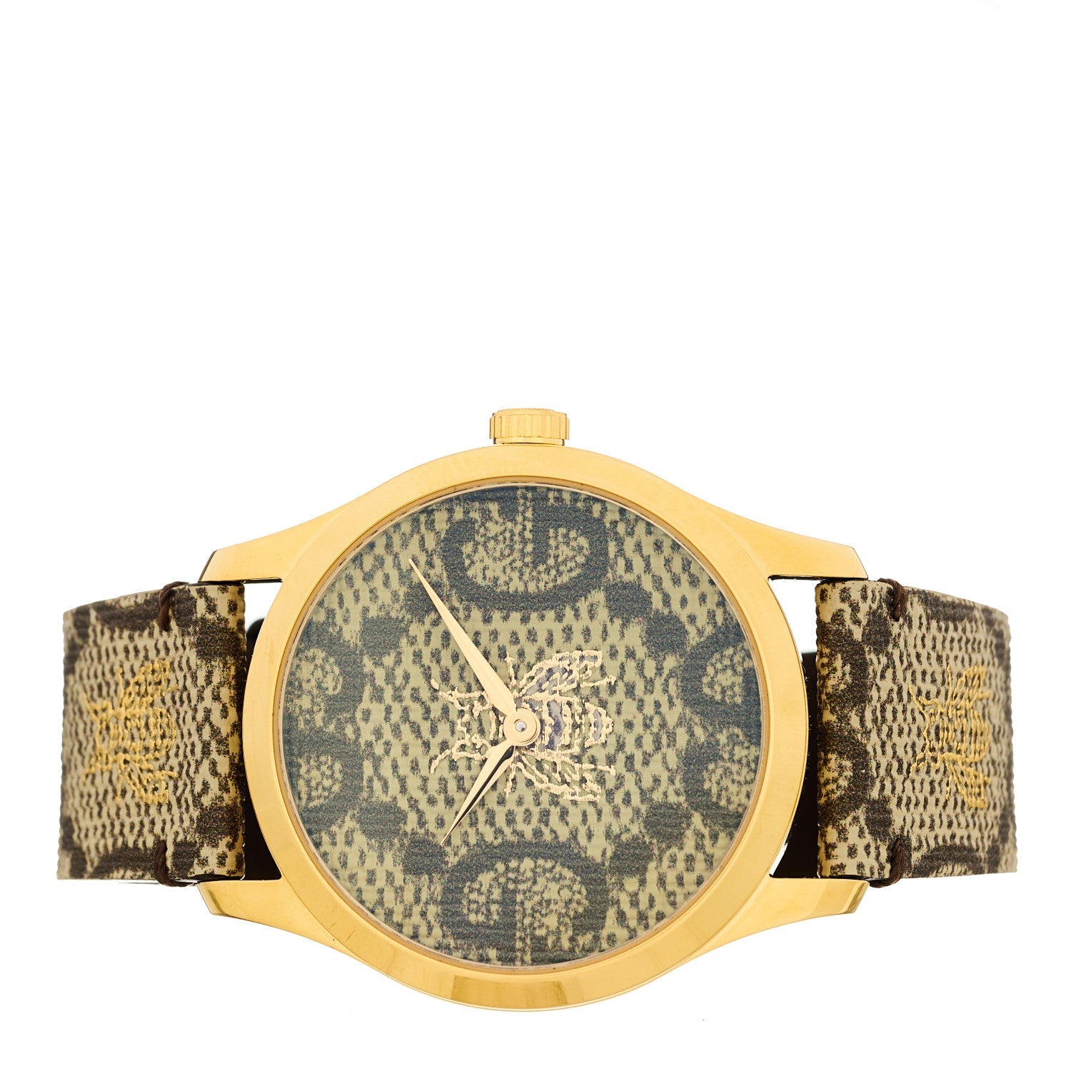 Gucci Stainless Steel Canvas 38mm G-Timeless GG Supreme Bee Quartz Watch Brown