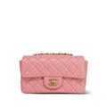 Chanel 19s Pink Lambskin Quilted Mini Rectangular Flap Aged Gold Hardware