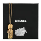 Chanel ID Dog Tag Charm Necklace Gold