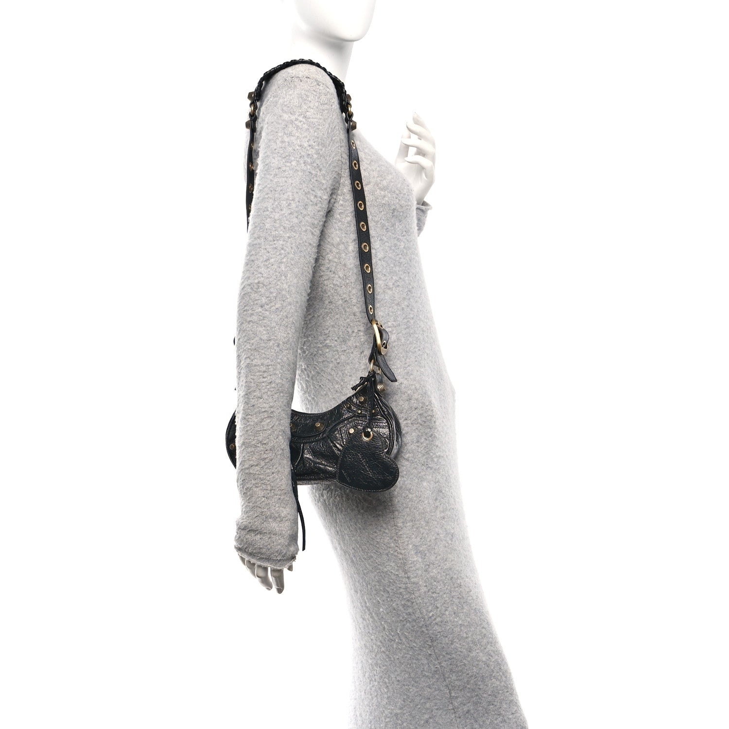 Balenciaga Agneau Arena Le Cagole Shoulder Bag XS Black