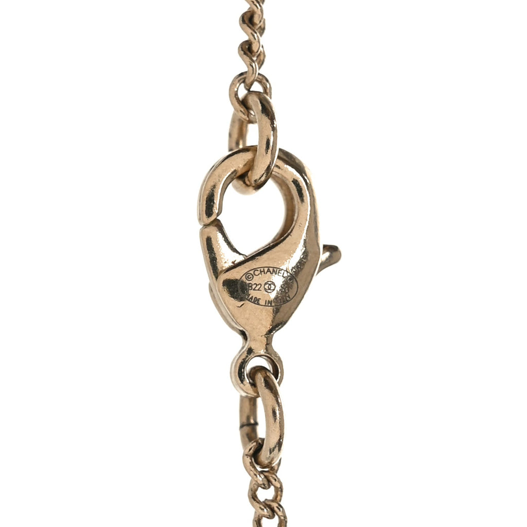 Chanel Crystal CC Oval Tag Pendant Necklace Gold