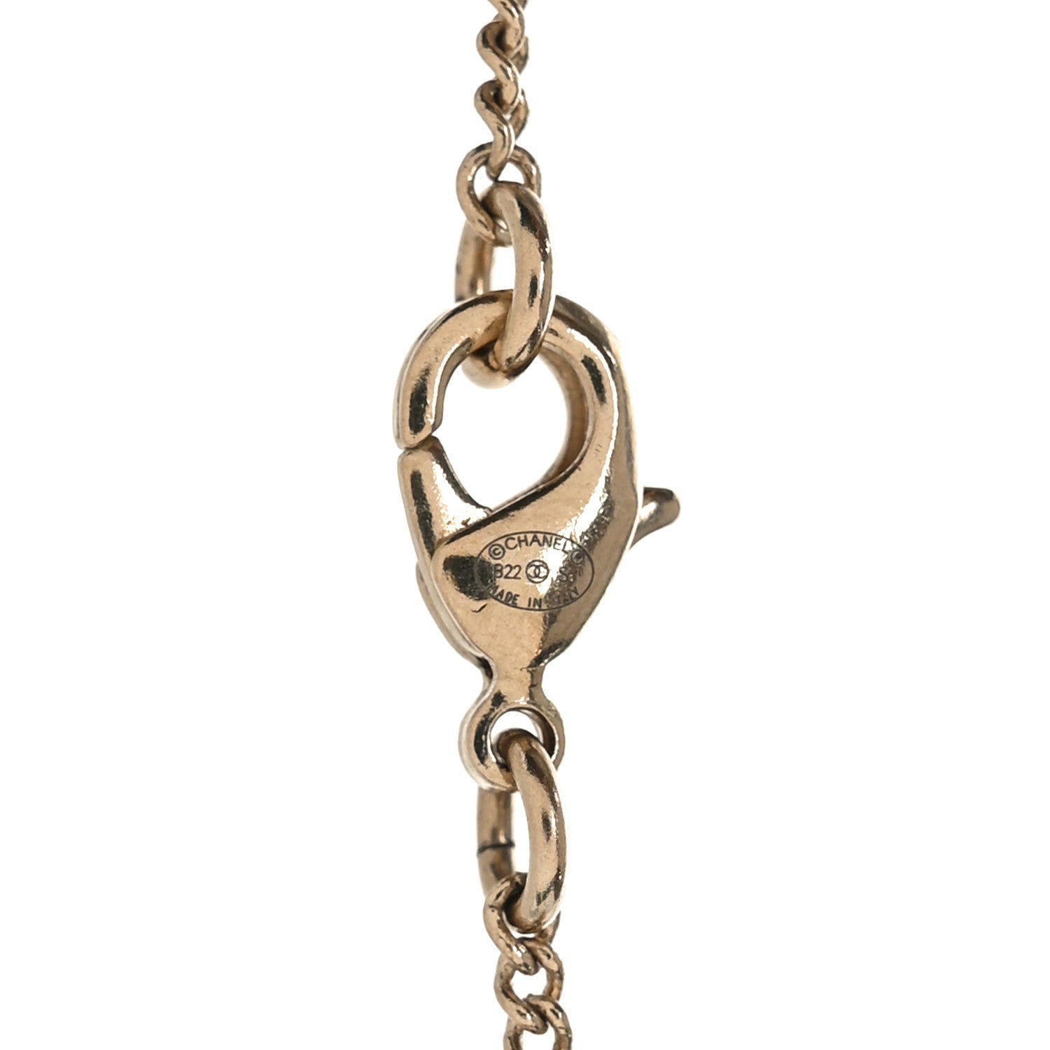 Chanel Crystal CC Oval Tag Pendant Necklace Gold
