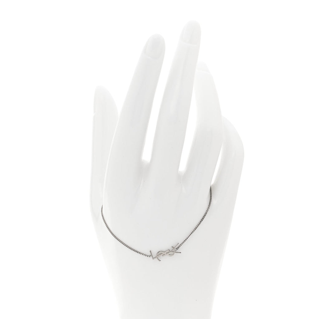Saint Laurent Monogram Charm Bracelet Silver