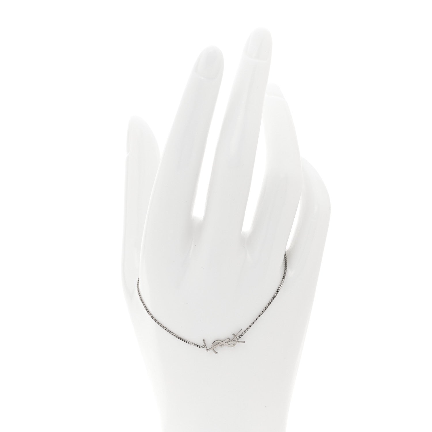 Saint Laurent Monogram Charm Bracelet Silver