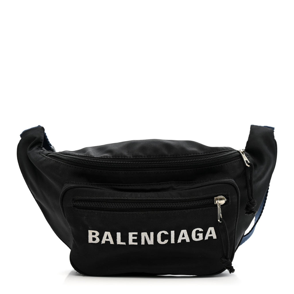Balenciaga Recycled Sport Nylon Logo Embroidered Wheel Beltpack Black