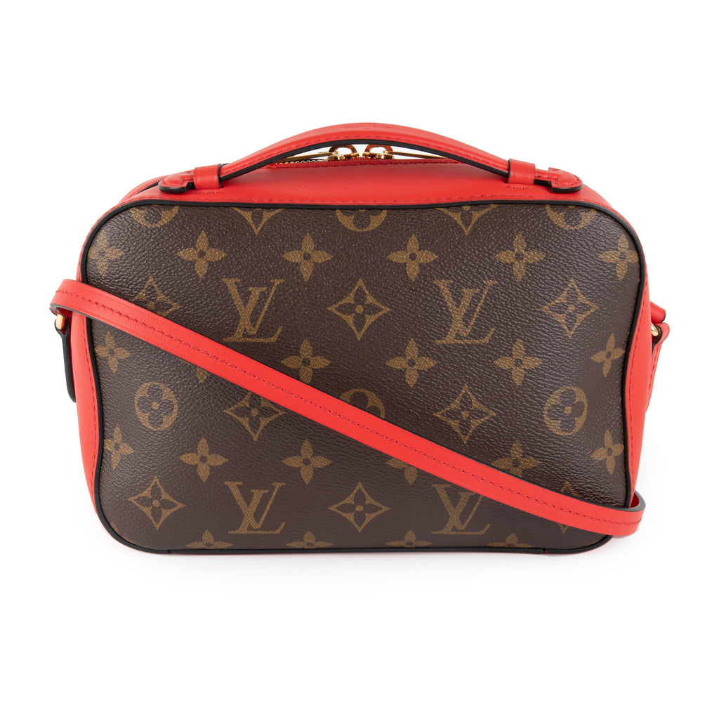 Louis Vuitton Louis Vuitton Brown Monogram Canvas & Coquelicot Leather Saintonge Bag
