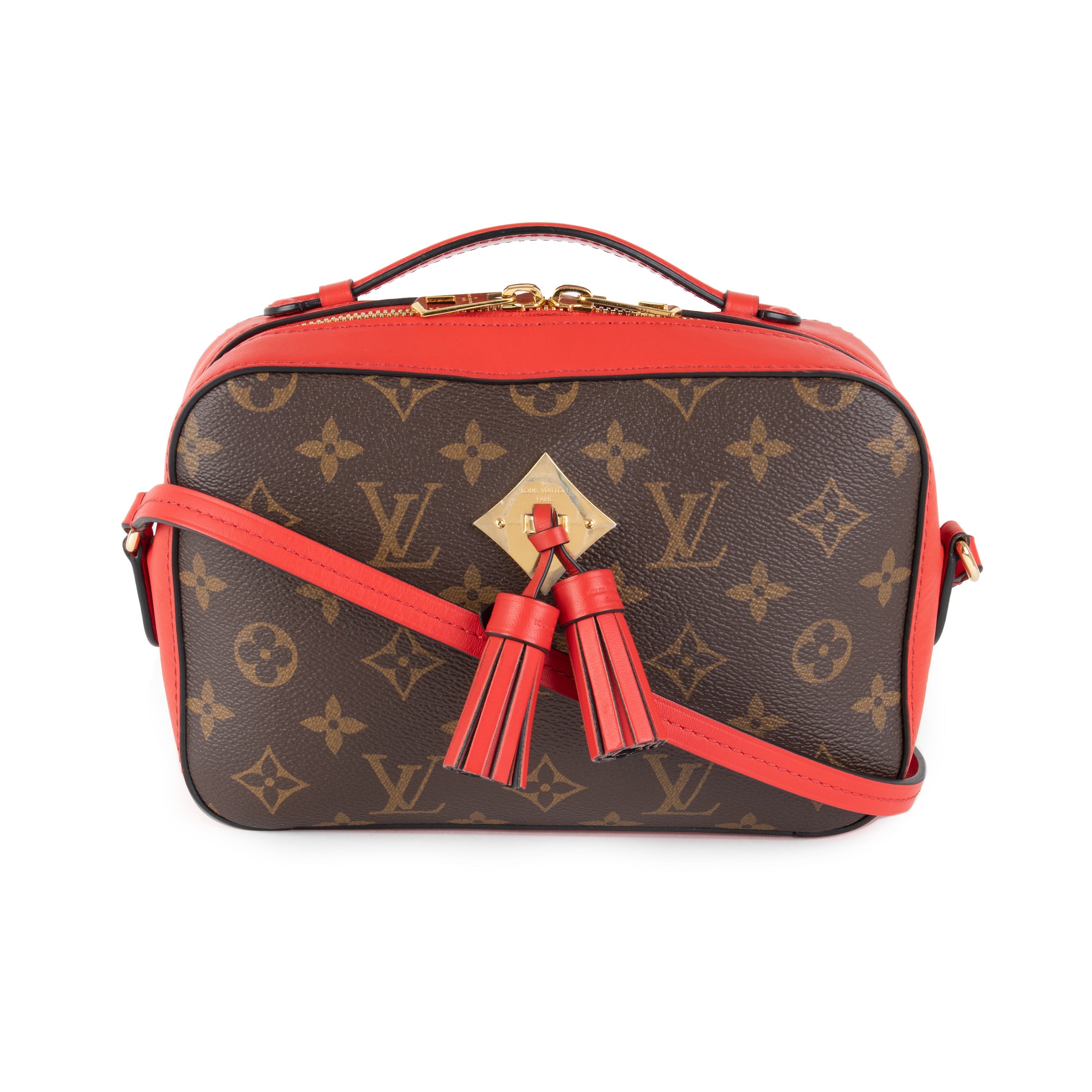Louis Vuitton Louis Vuitton Brown Monogram Canvas & Coquelicot Leather Saintonge Bag