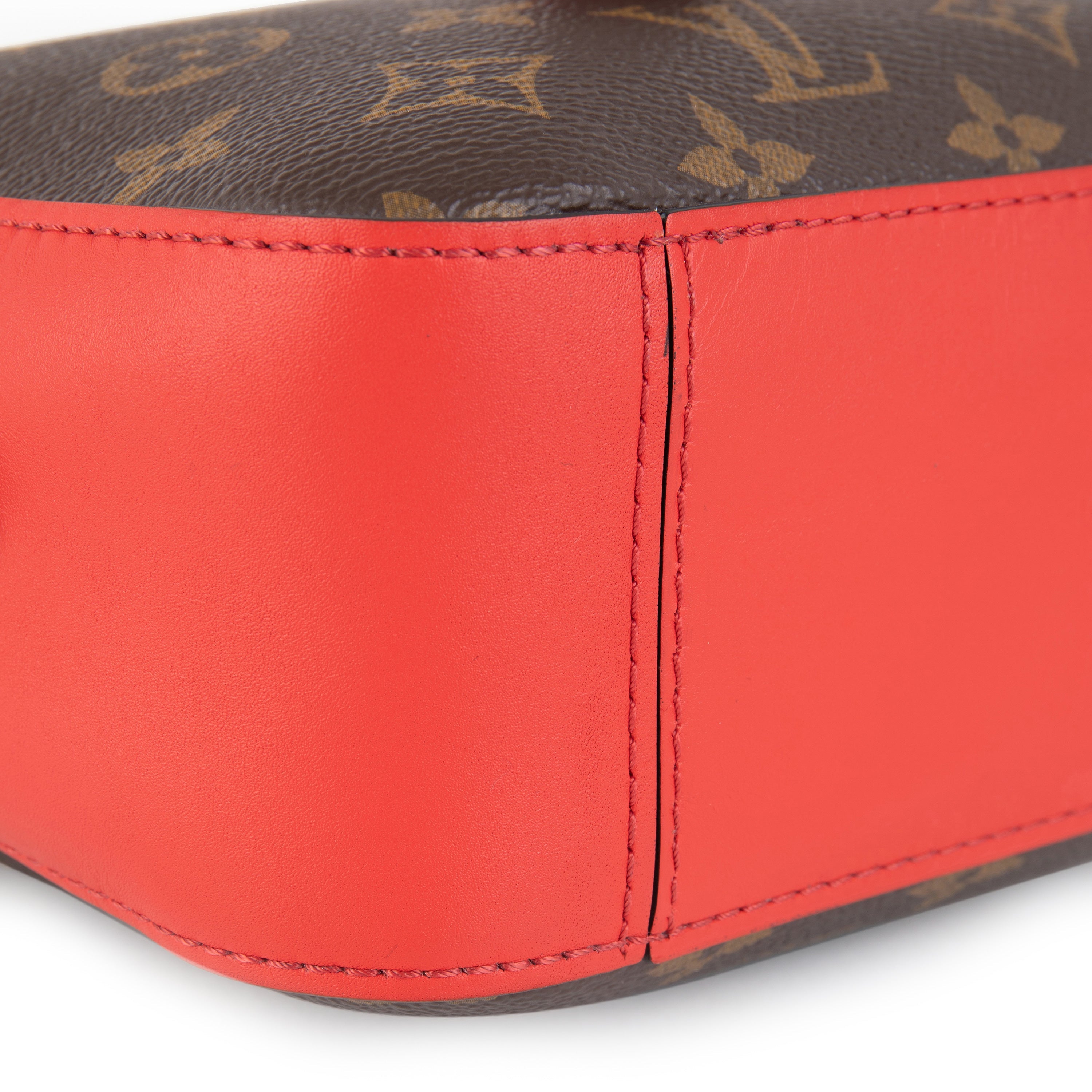 Louis Vuitton Louis Vuitton Brown Monogram Canvas & Coquelicot Leather Saintonge Bag