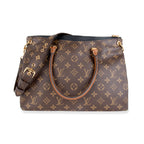 Louis Vuitton Louis Vuitton Brown Monogram Canvas & Black Taurillon Leather Pallas Tote