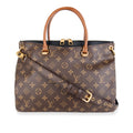 Louis Vuitton Louis Vuitton Brown Monogram Canvas & Black Taurillon Leather Pallas Tote