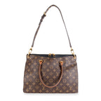 Louis Vuitton Louis Vuitton Brown Monogram Canvas & Black Taurillon Leather Pallas Tote