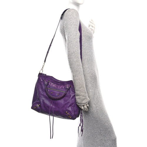 Balenciaga Agneau Classic Gold Hardware Velo Dark Violet