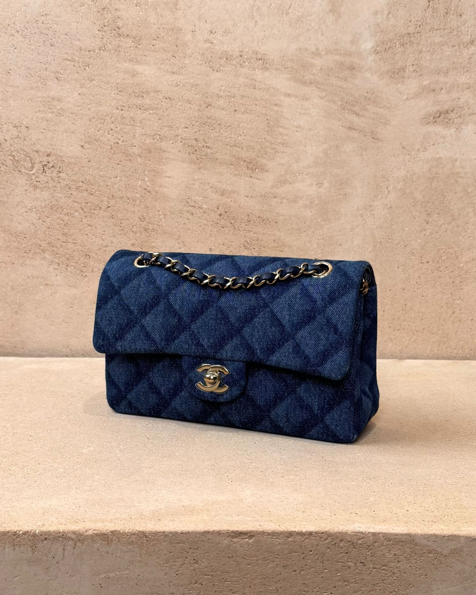 Chanel Small Classic Flap - Denim Tromp L'oeil | Champagne Gold Hardware