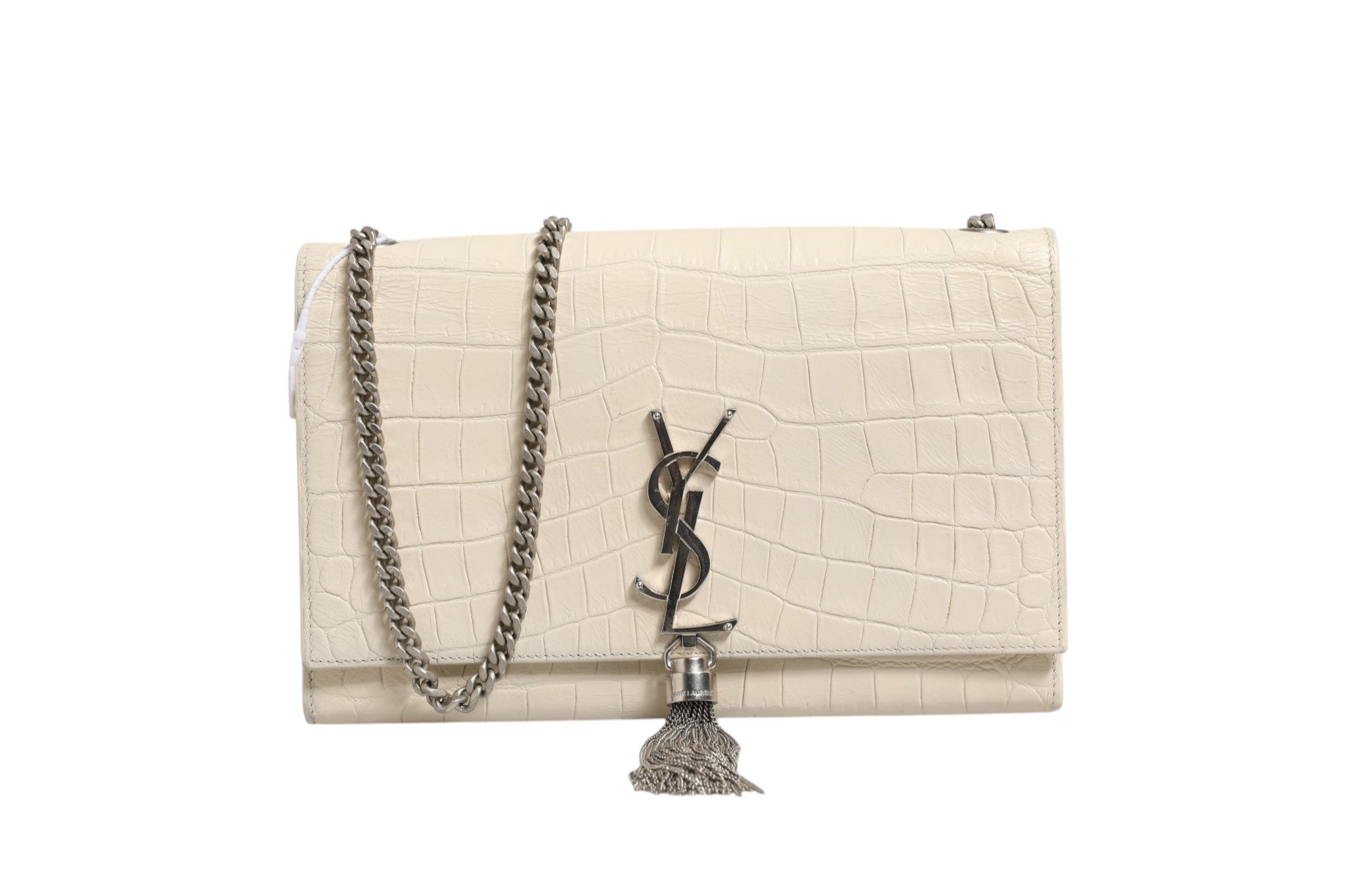 Saint Laurent Kate Tassel Small Croc-Embossed Women's Leather (Pre-Loved)