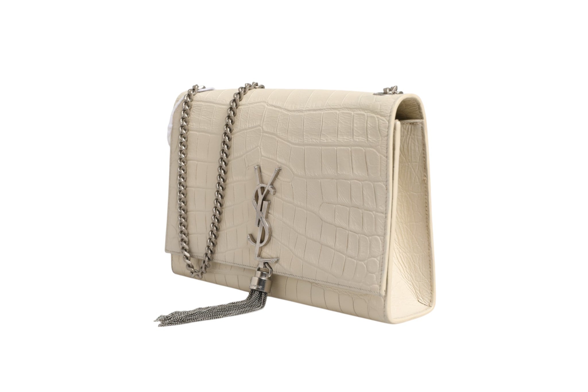 Saint Laurent Kate Tassel Small Croc-Embossed Women's Leather (Pre-Loved)