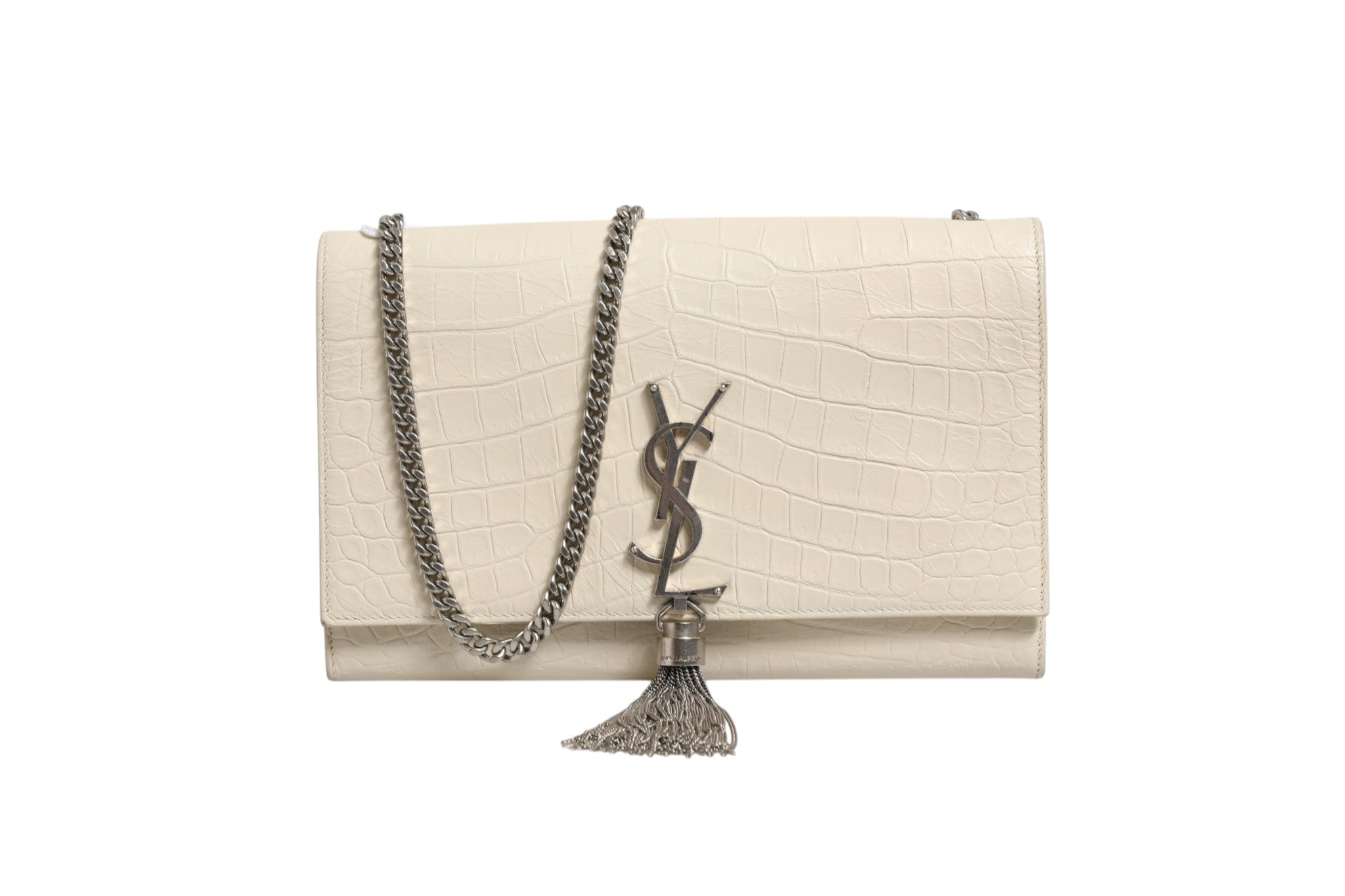 Saint Laurent Kate Tassel Small Croc-Embossed Women's Leather (Pre-Loved)