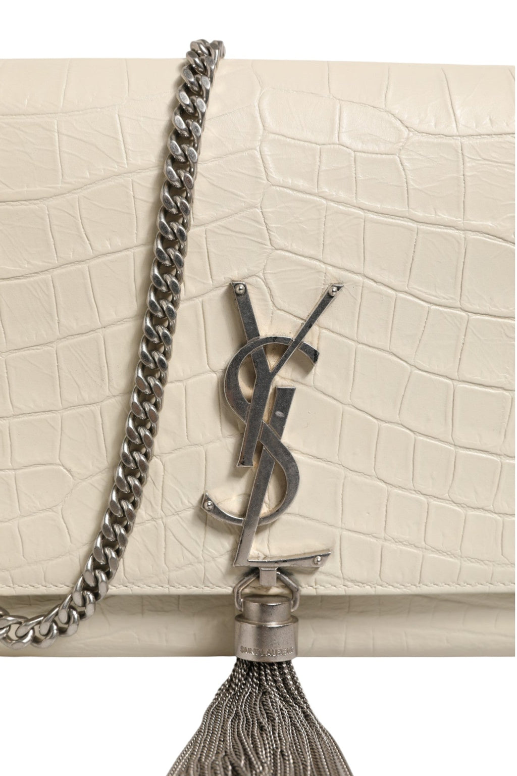 Saint Laurent Kate Tassel Small Croc-Embossed Women's Leather (Pre-Loved)