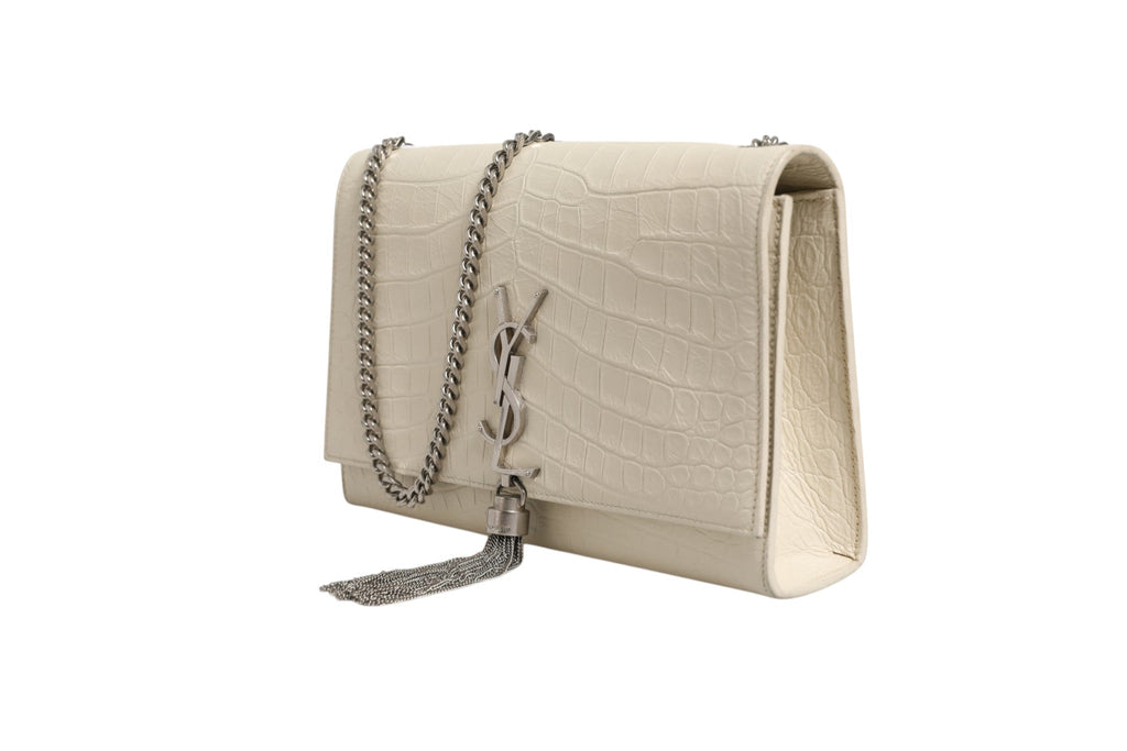 Saint Laurent Kate Tassel Small Croc-Embossed Women's Leather (Pre-Loved)