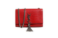 Saint Laurent Kate Tassel Chain Bag in Red Crocodile Embossed Women's Leather (Pre-Loved)