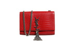 Saint Laurent Kate Tassel Chain Bag in Red Crocodile Embossed Women's Leather (Pre-Loved)