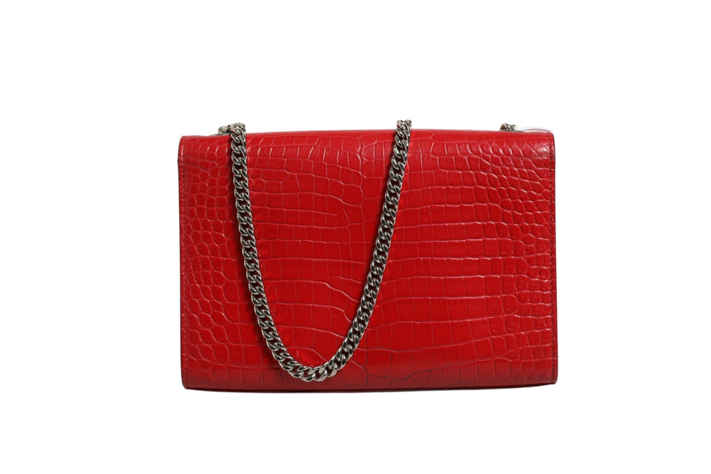 Saint Laurent Kate Tassel Chain Bag in Red Crocodile Embossed Women's Leather (Pre-Loved)